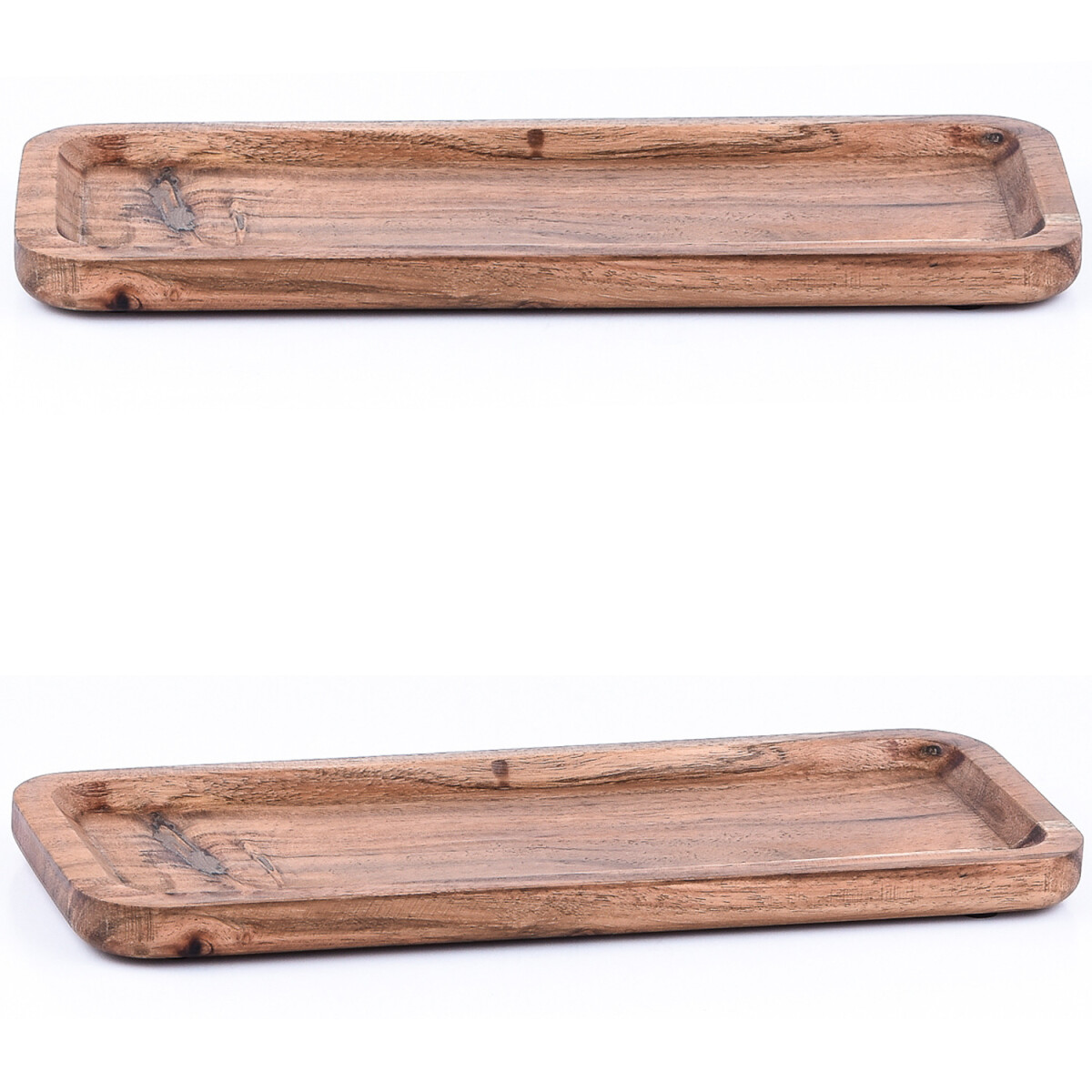 Juego de 2 bandejas de madera de acacia  box