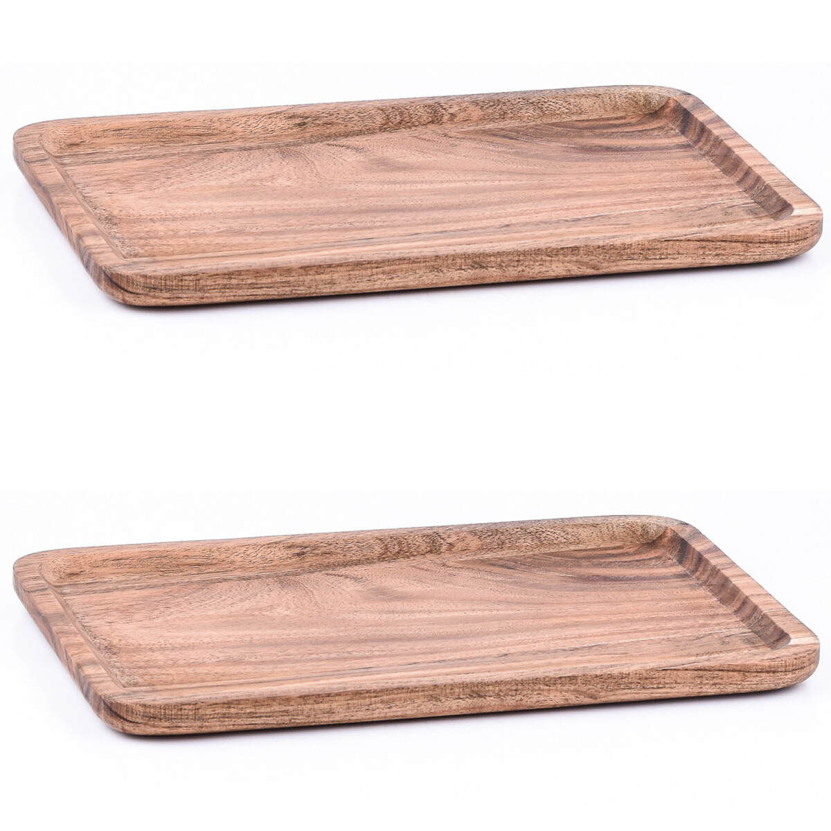 Juego de 2 bandejas de madera de acacia  box