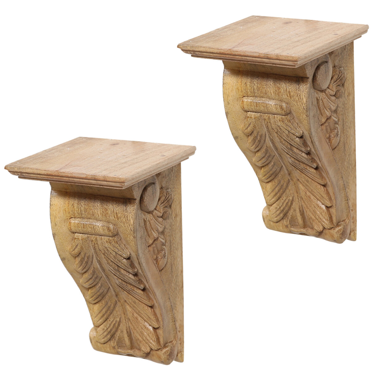 Juego de 2 estantes de pared de madera maciza Yuka