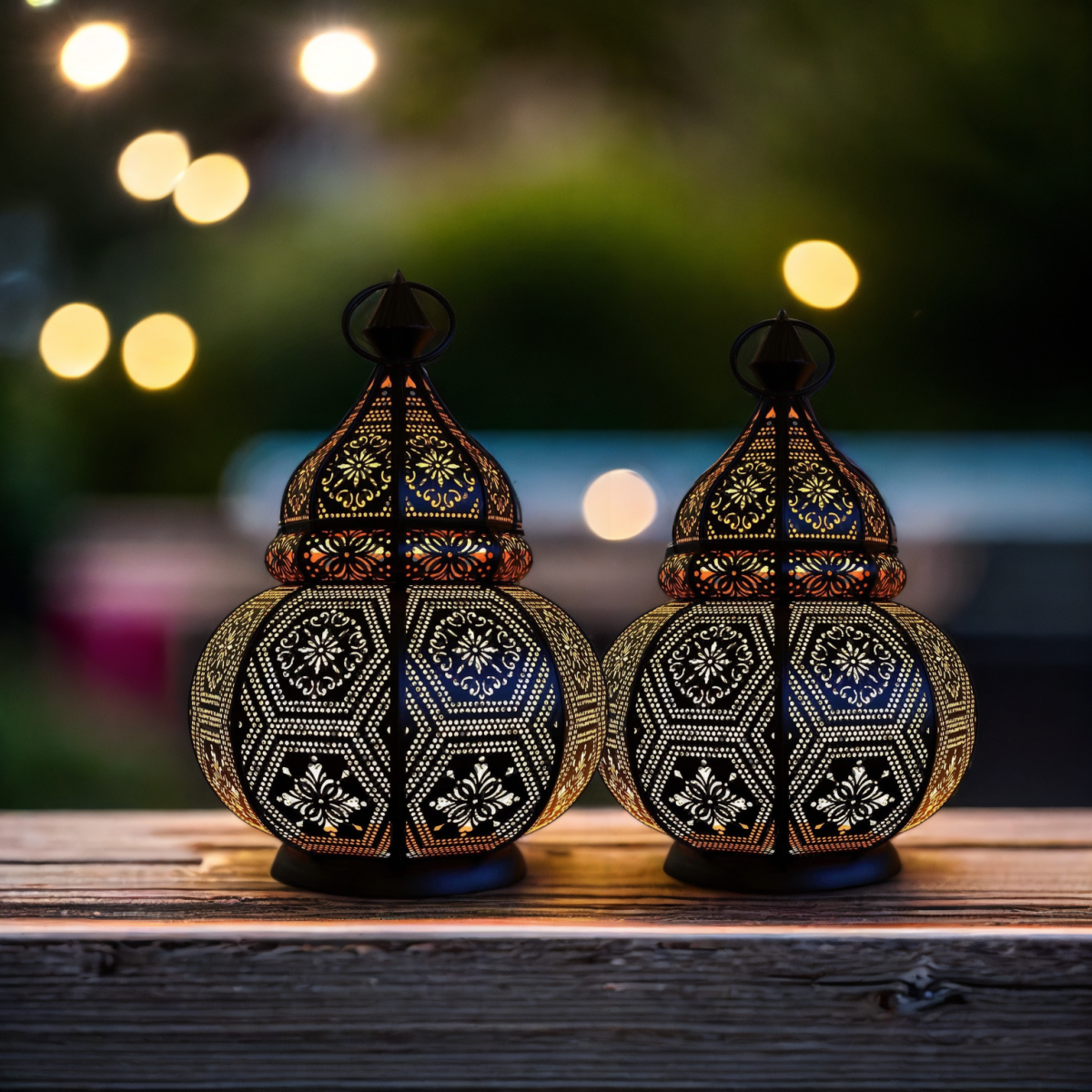 Juego de 2 farolillos orientales decorat box