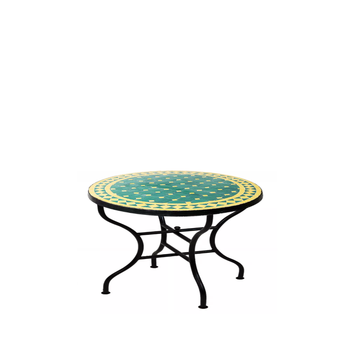 Mesa de mosaico oriental Marrakech, verde y amarillo, 60 cm,