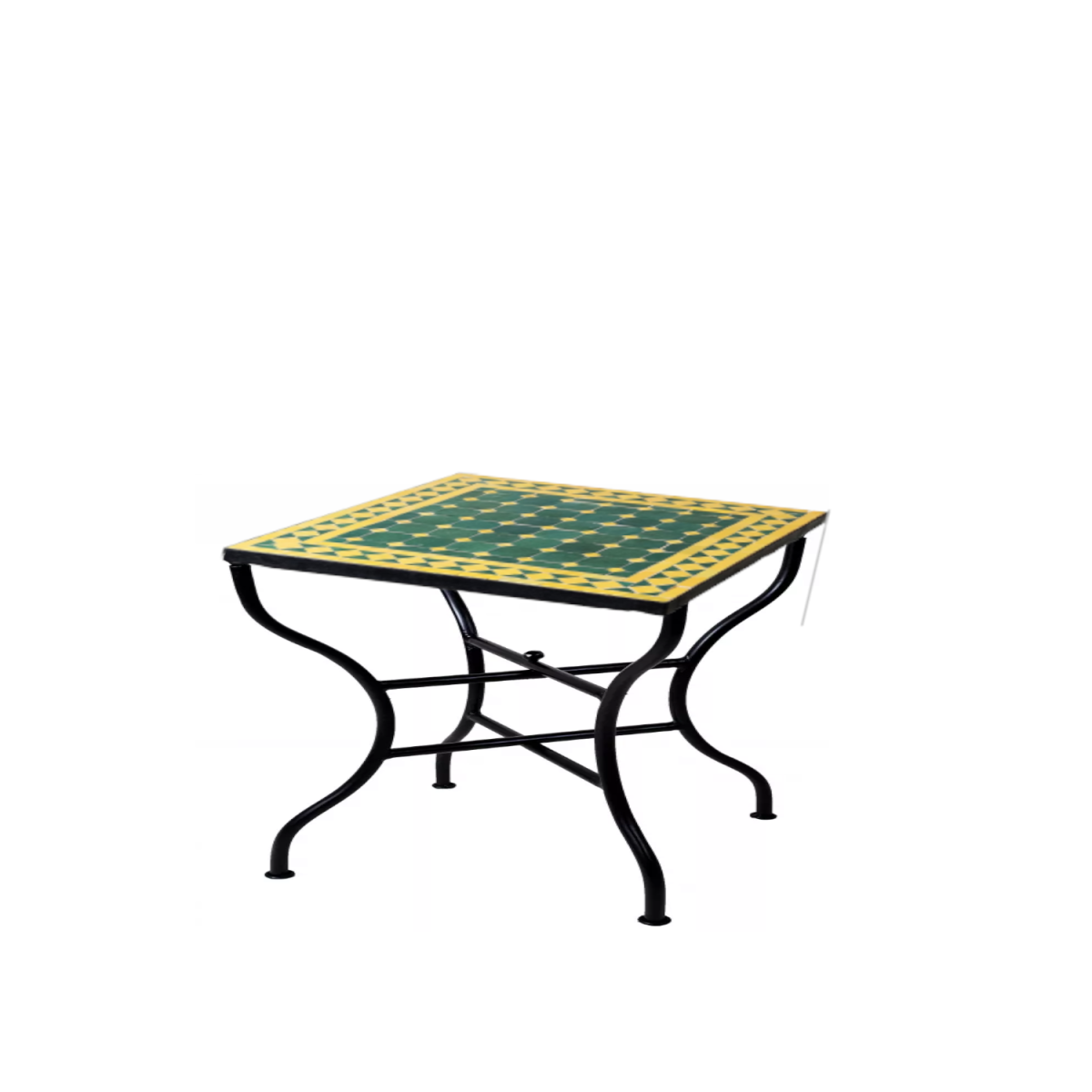 Mesa marroquí con mosaicos de Marrakech, azul y blanc