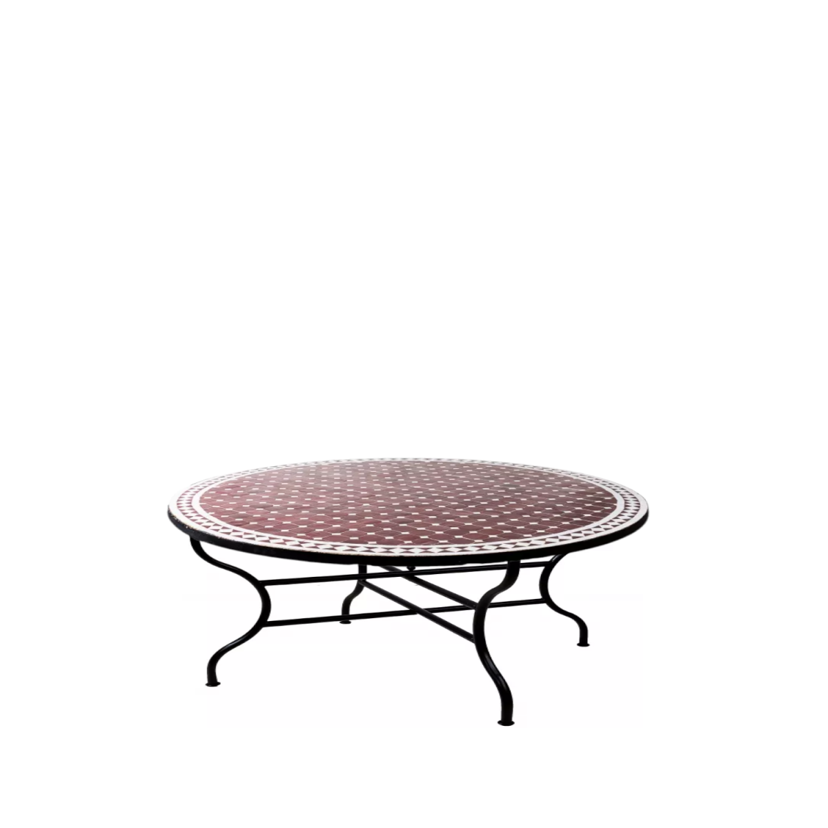 Mesa marroquí con mosaicos de Marrakech, color burdeo