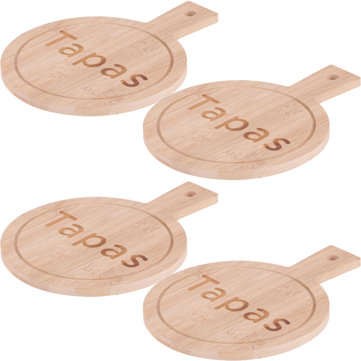 Juego de 4 tablas redondas de bamb&uacut box
