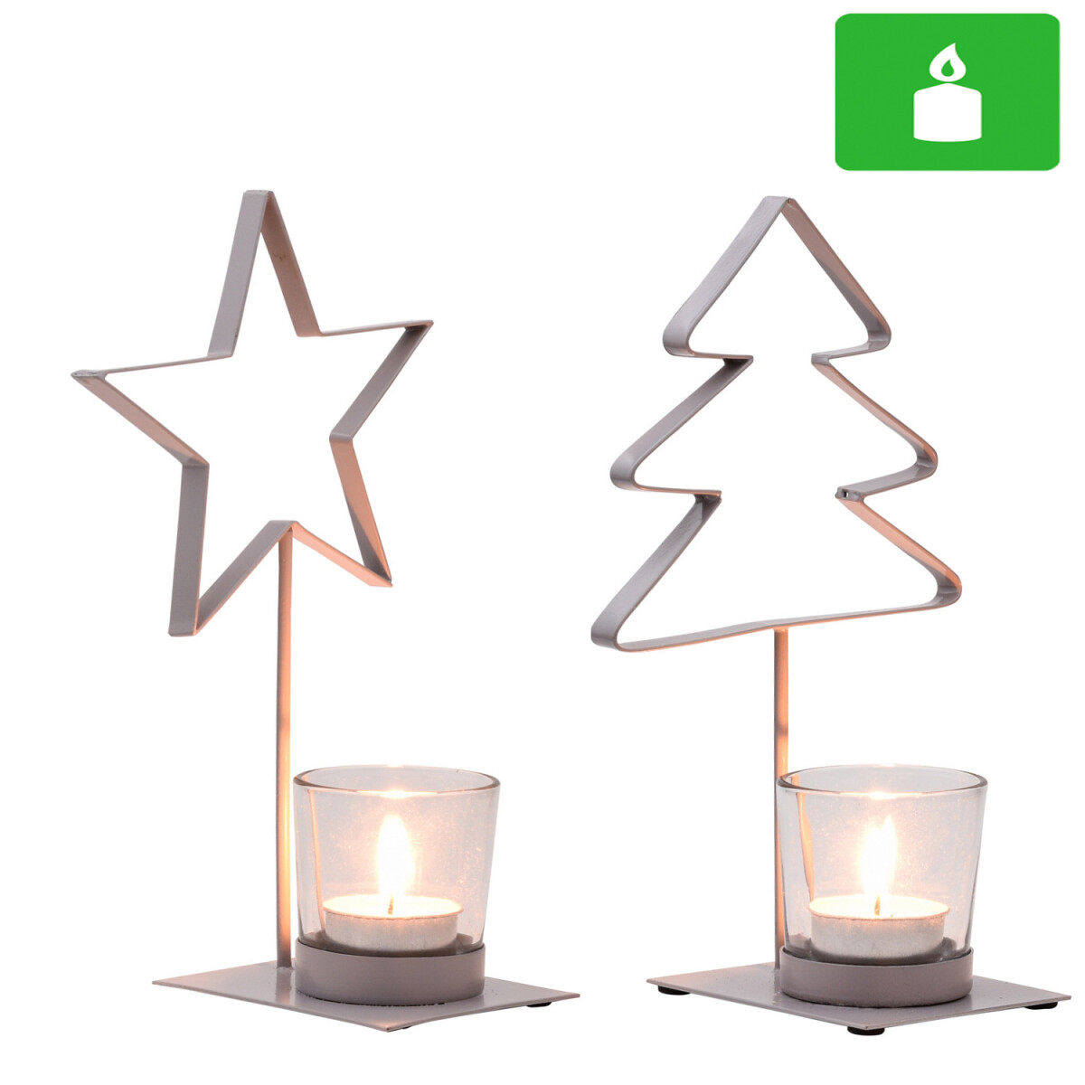 Juego de 2 portavelas decorativos navide box