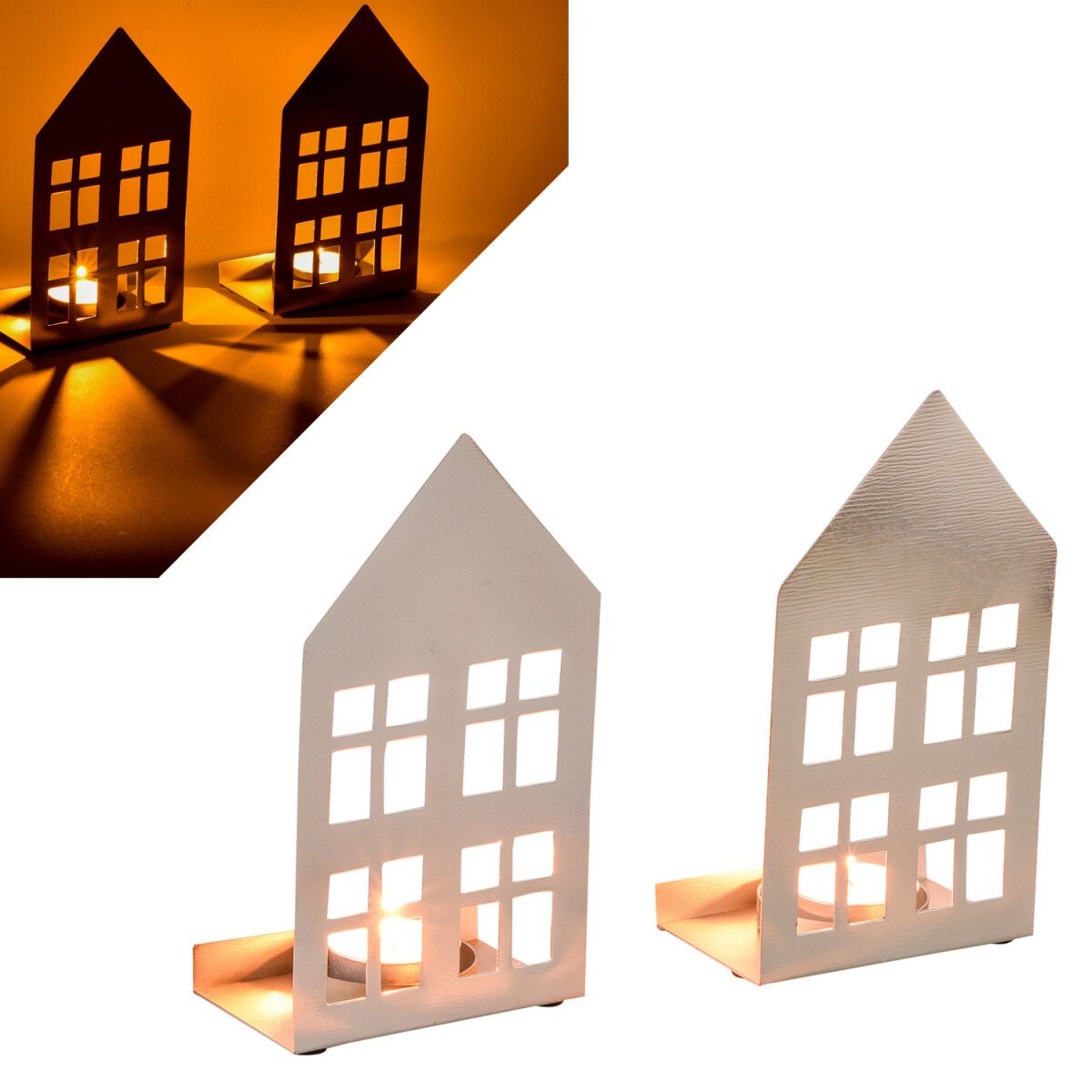 Juego de 2 portavelas decorativos navide box