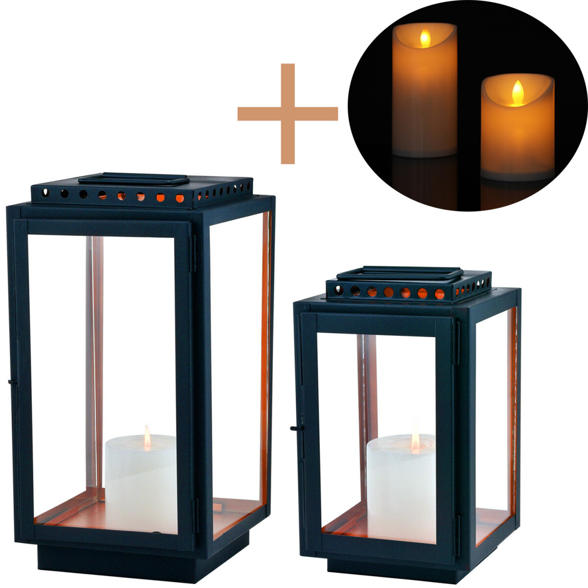 Juego de 2 farolillos LED de dise&ntilde box