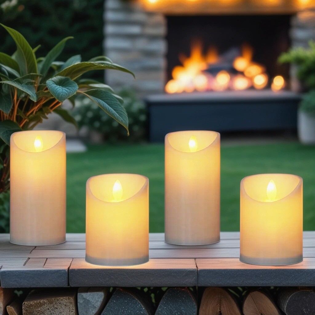 Lote de 4 velas LED vintage de cera aut&eacute;ntica...