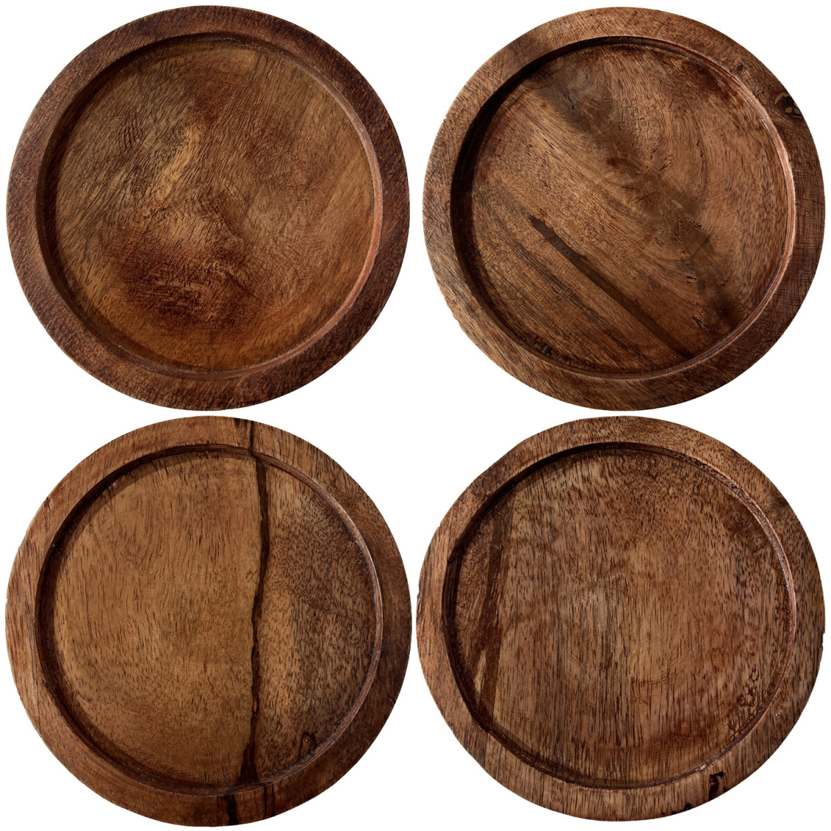 Juego de 4 posavasos y bandeja de madera estilo vintage &laq