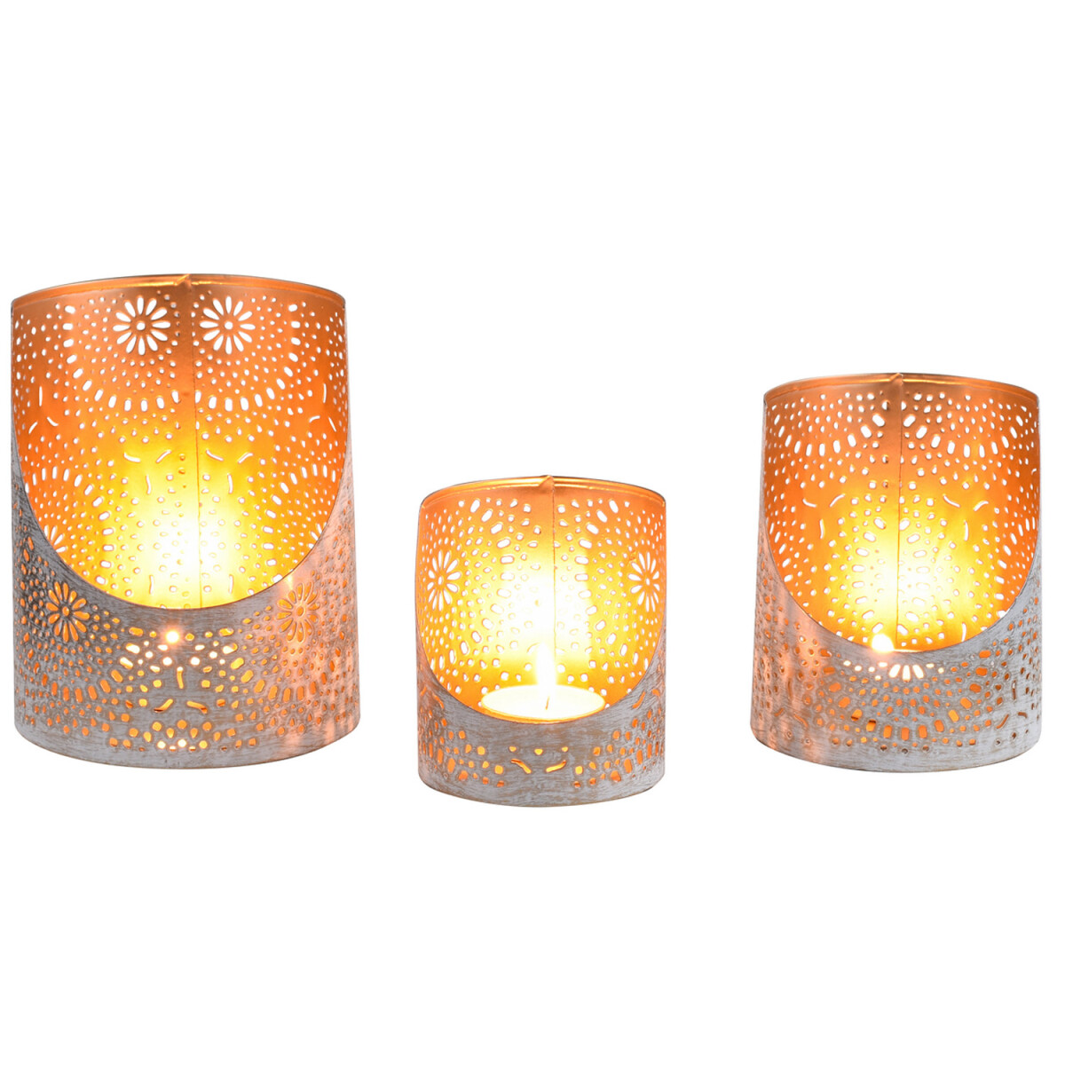 Juego de 3 portavelas decorativos de estilo boho «Yule