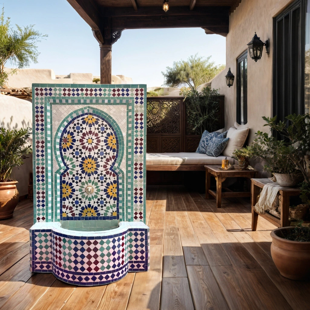 Fuente de jardín marroquí con mosaicos, 128 cm