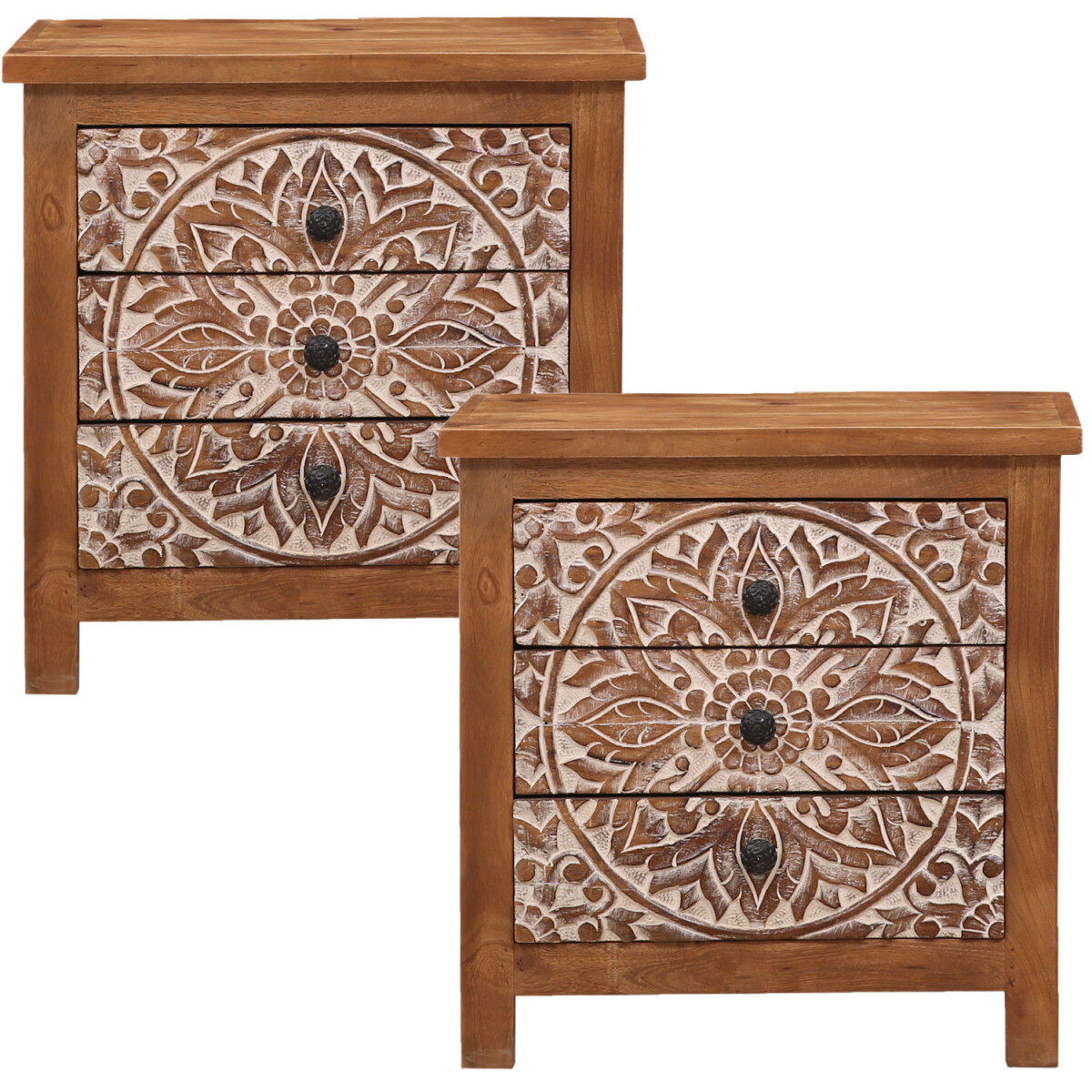 Juego de 2 muebles orientales: mesitas d box