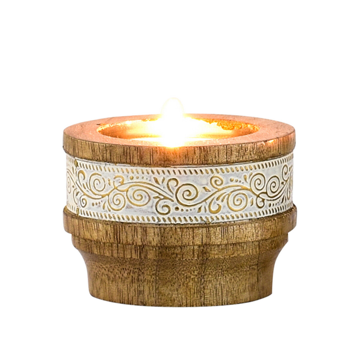 Portavelas de madera de estilo boho Hann box