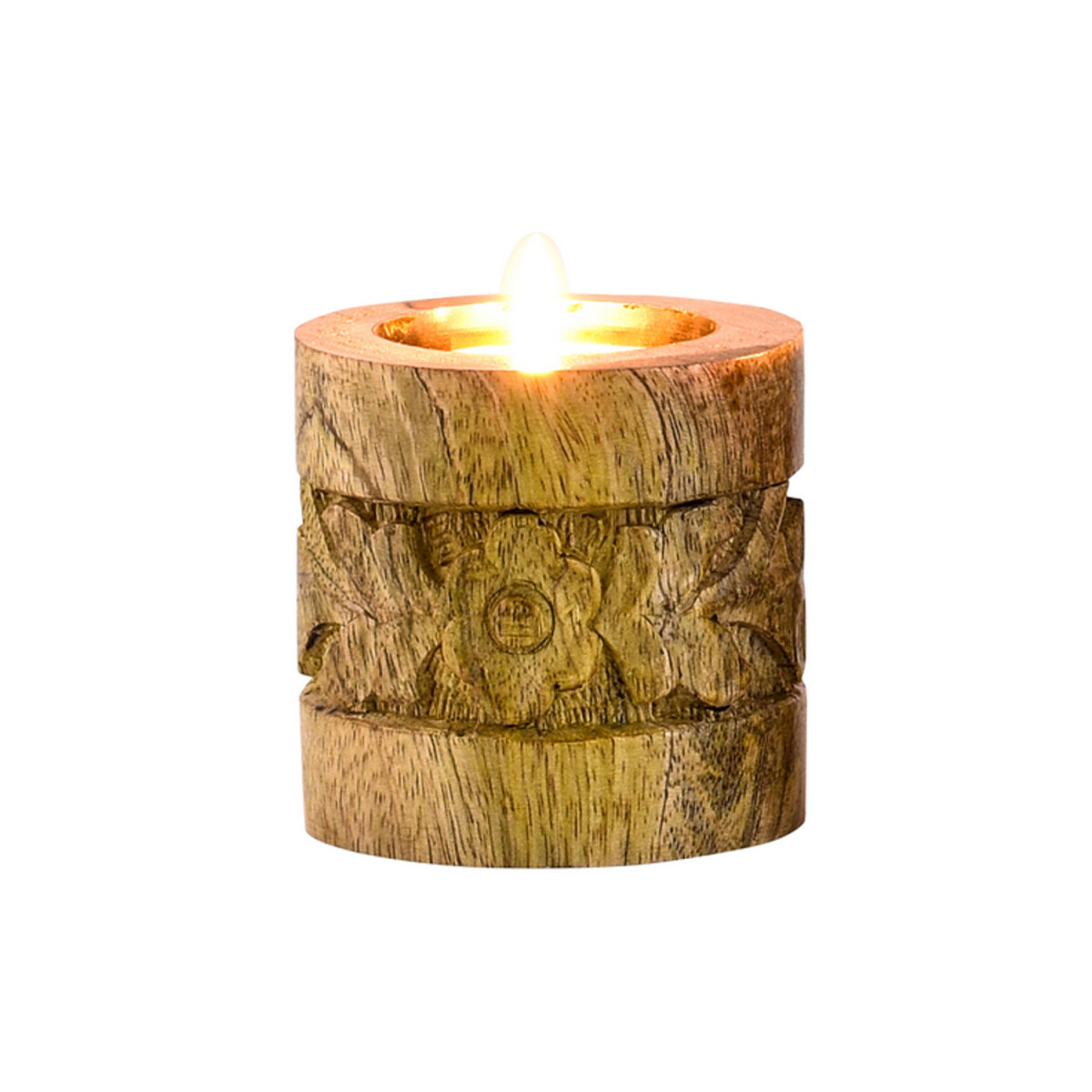 Portavelas decorativo de estilo oriental de madera de Luja