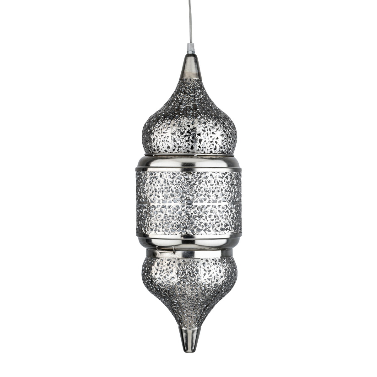 Lámpara colgante oriental Imano plateada de 56 cm | H