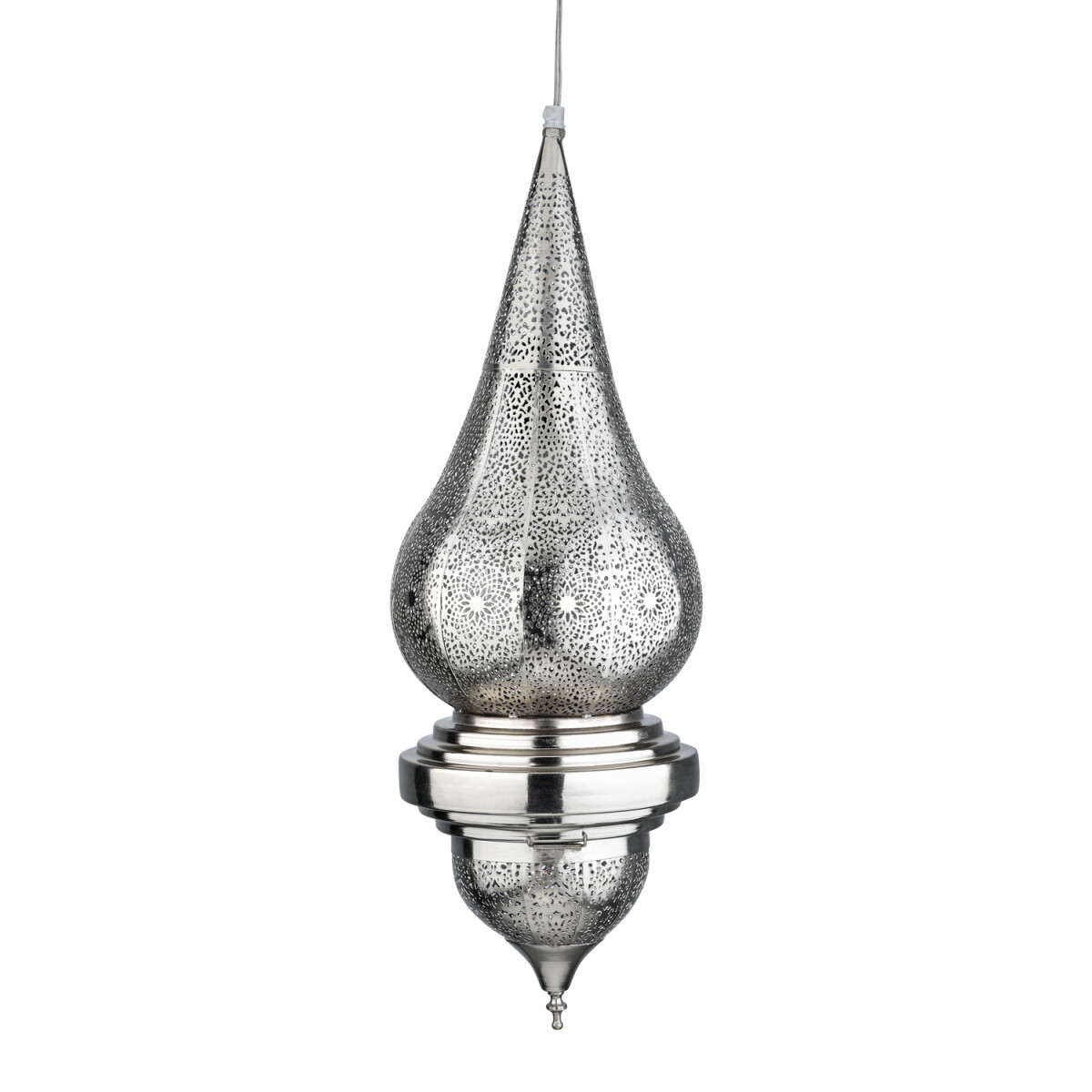 Lámpara colgante oriental Inanna, plateada, 66 cm, de