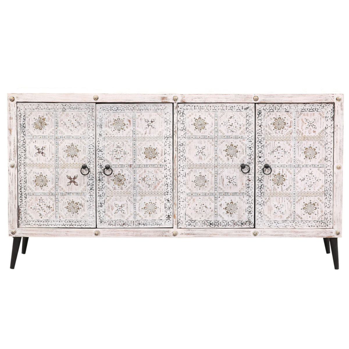 Mueble boho: aparador o cómoda Vaqui, blanco, 150 cm