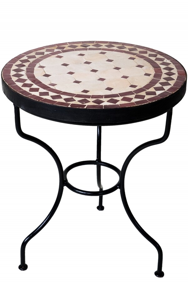 Mesa de mosaico Marrakech Beige Burdeos | Mesa auxiliar de 4