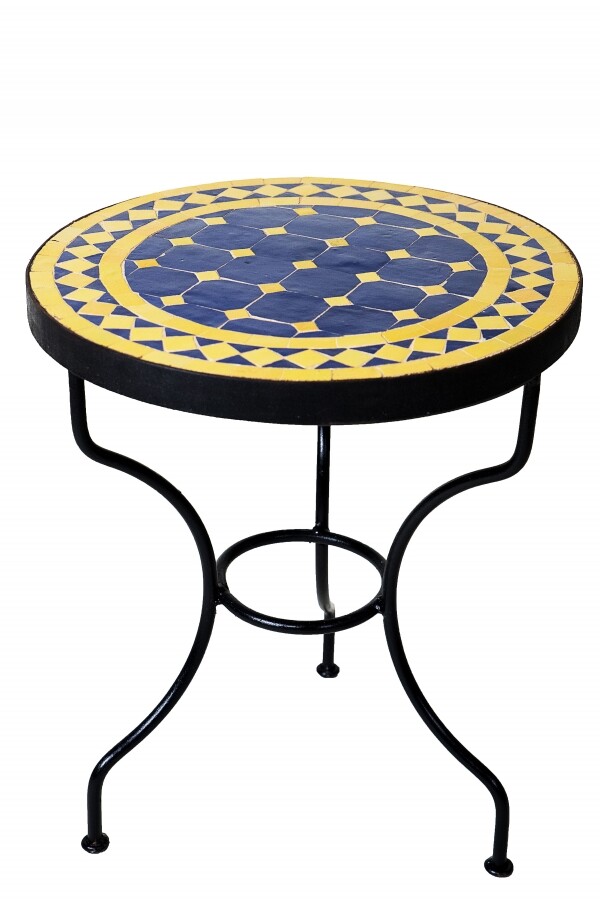 Mesa de mosaico Marrakech azul y amarillo | Mesa auxiliar de