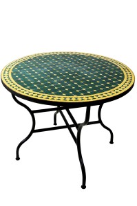 Mesa marroquí con mosaicos de Marrakech, verde y...