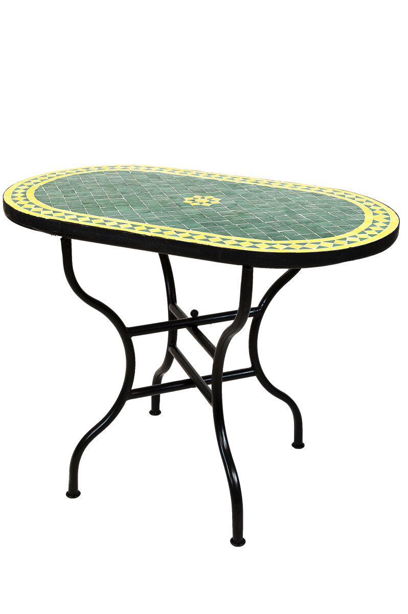 Mesa marroquí con mosaico Bilbao verde y amarillo, 10