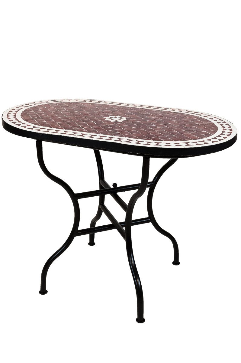 Mesa marroquí con mosaico Bilbao Bordeaux Blanco 100 
