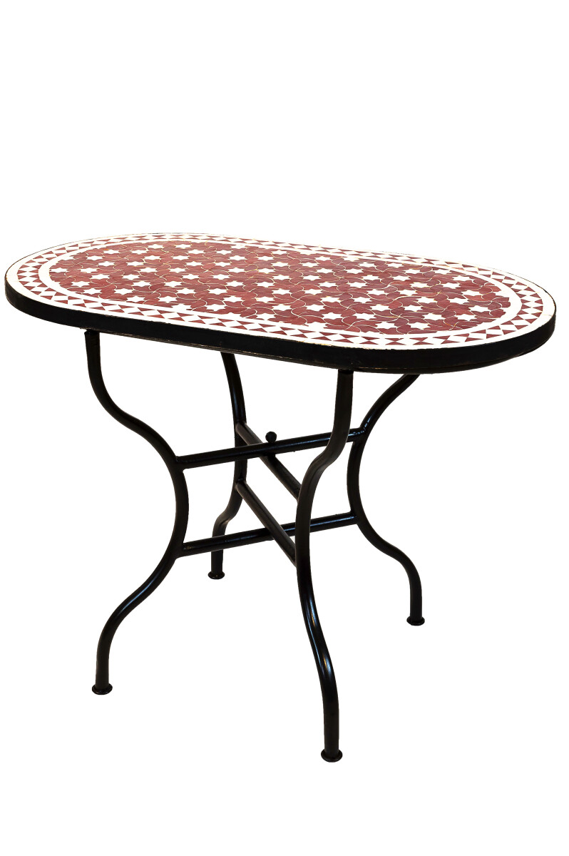 Mesa marroquí de mosaico Estrella Bordeaux Blanco 100