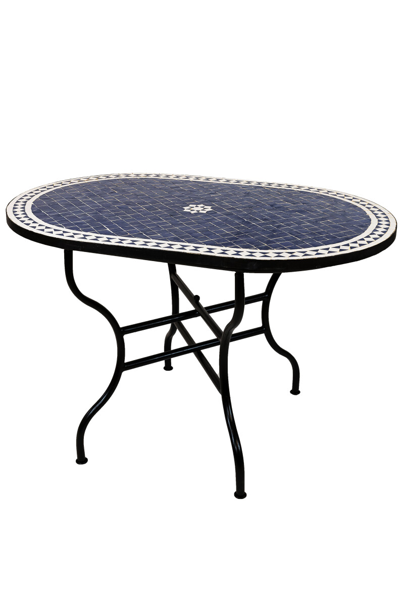 Mesa marroquí con mosaico Bilbao Azul y Blanco 120 x 