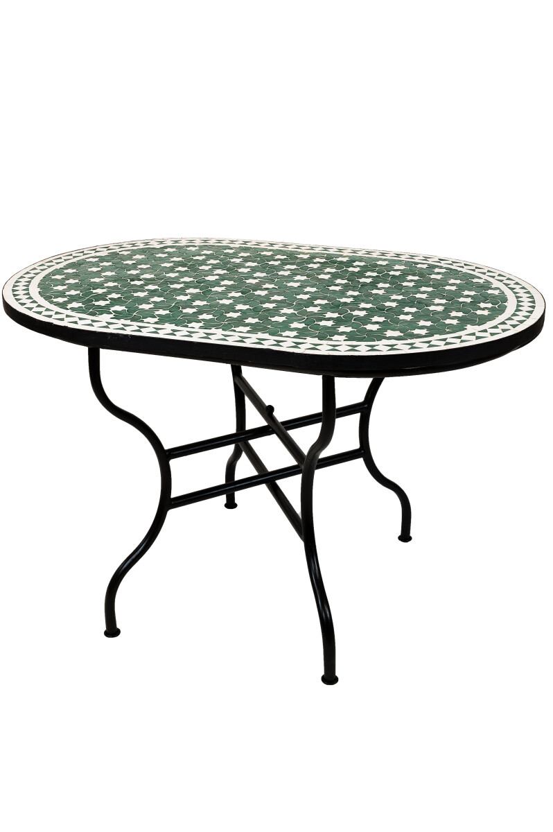 Mesa marroquí con mosaico Estrella verde y blanco, 12