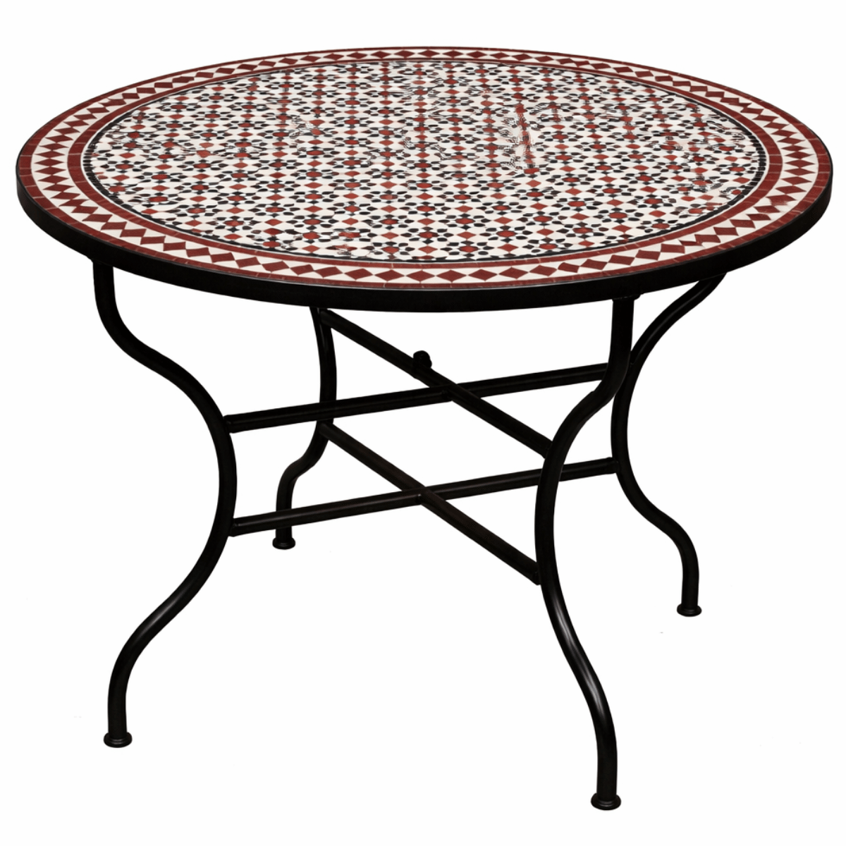 Mesa marroquí de mosaico Albaicín, negro, blan