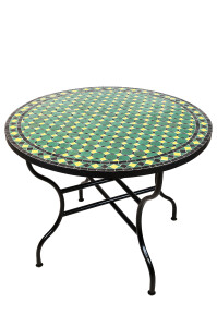 Mesa marroquí con mosaico Giralda verde, amarillo...