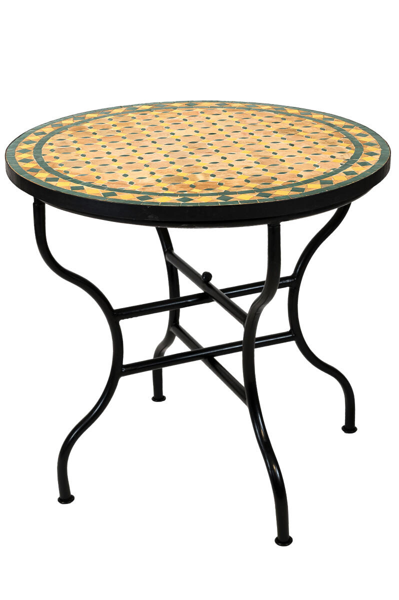 Mesa marroquí con mosaicos Giralda, beige, amarillo y