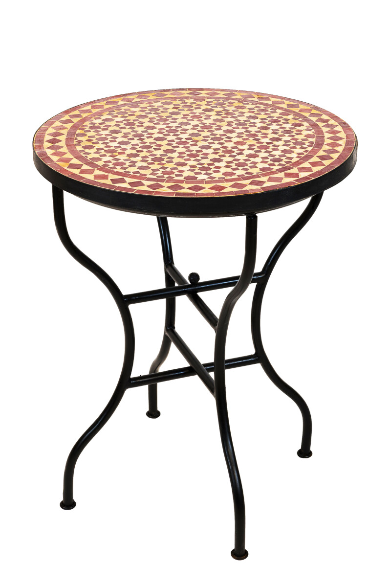 Mesa marroquí con mosaico Albaicin, color beige-burde