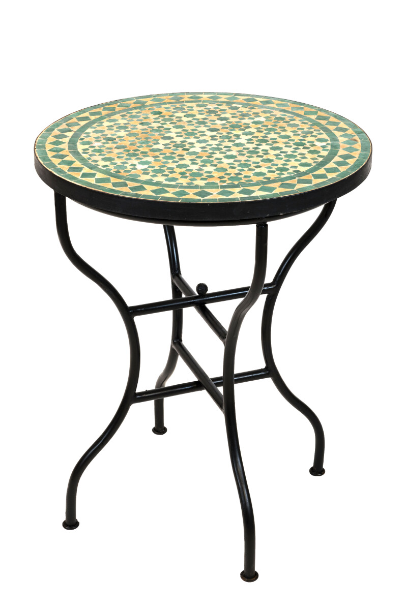 Mesa marroquí de mosaico Albaicín, beige y ver