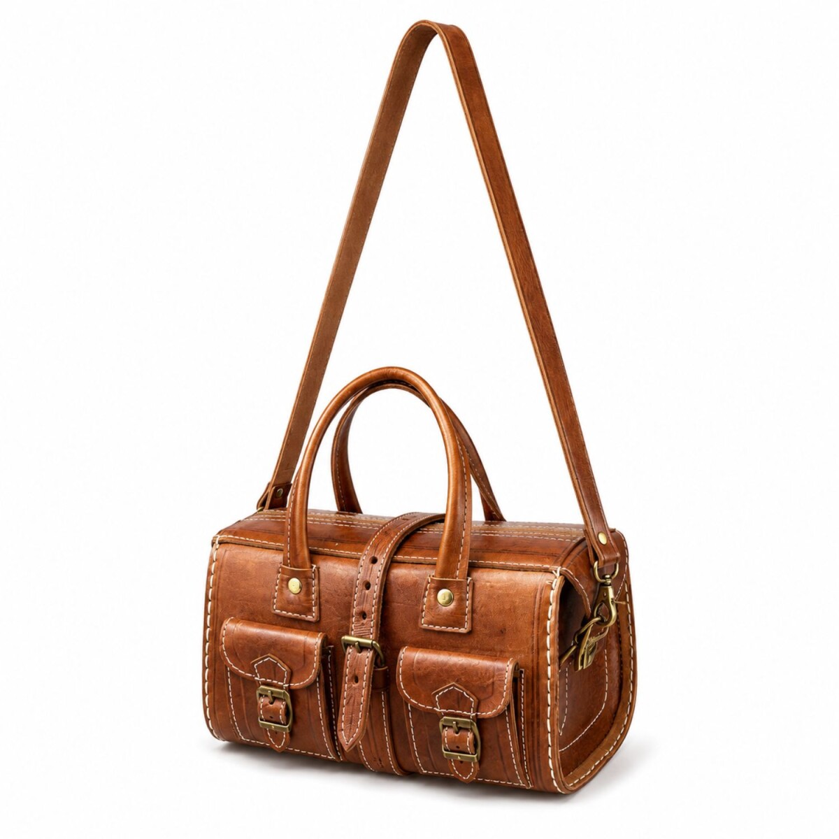 Bolso de viaje marroquí de cuero Safara - mediano