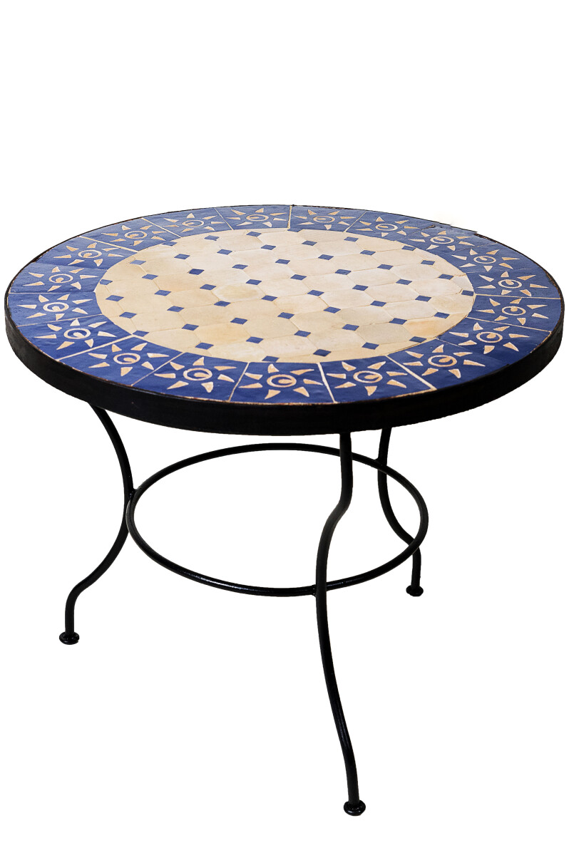 Mesa marroquí con mosaicos «Sol», beige y