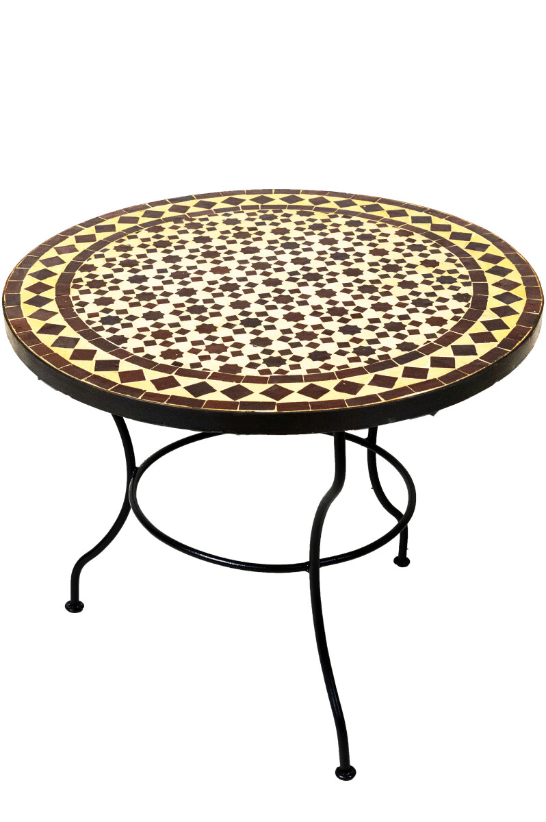 Mesa marroquí con mosaicos Albaicin, beige y marr&oac