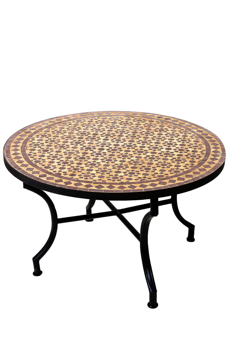 Mesa marroquí con mosaicos Albaicin, color beige burd