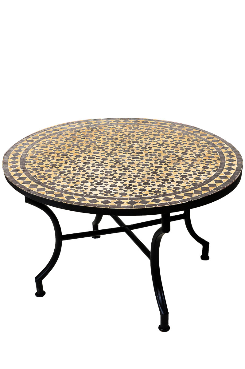 Mesa marroquí de mosaico Albaicin, color beige y marr