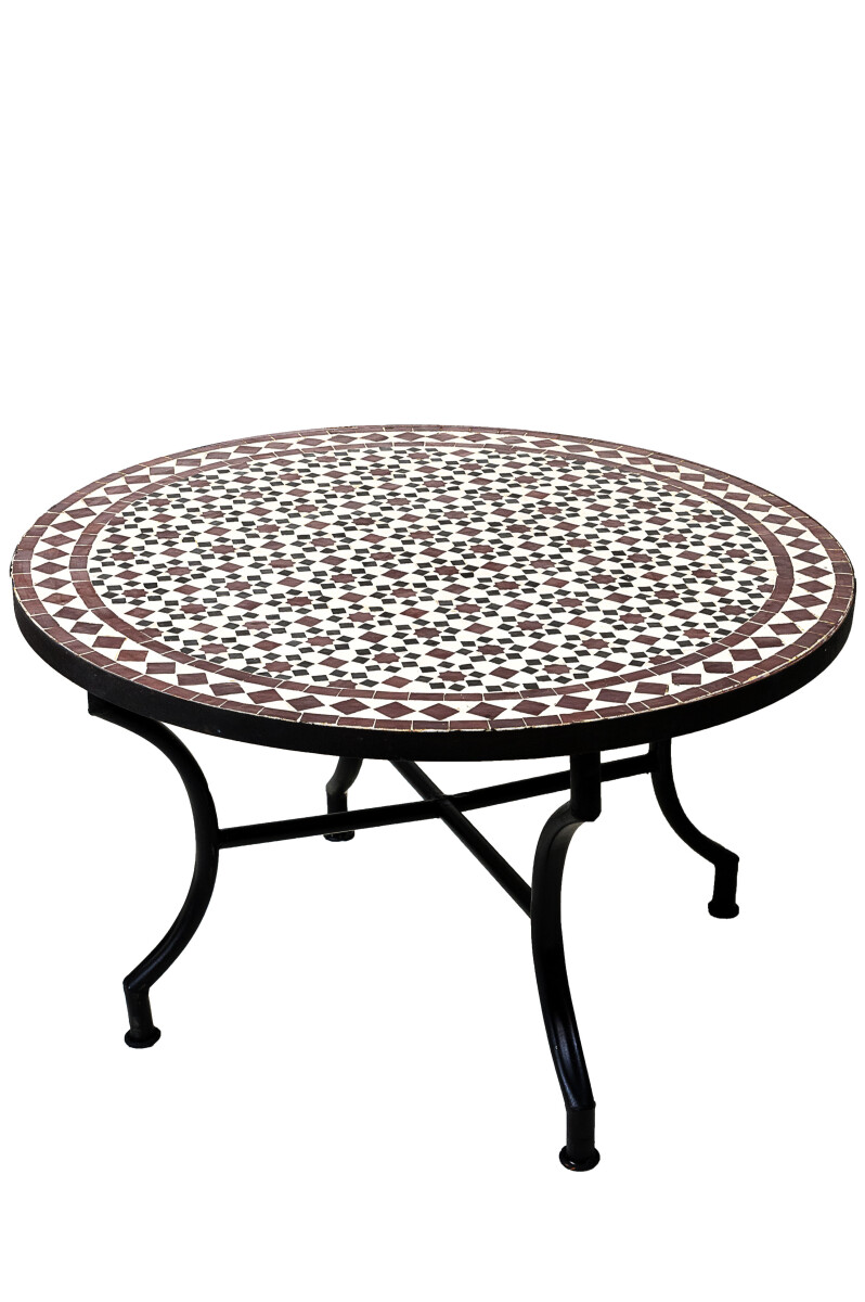 Mesa marroquí de mosaico Albaicín, negro, blan