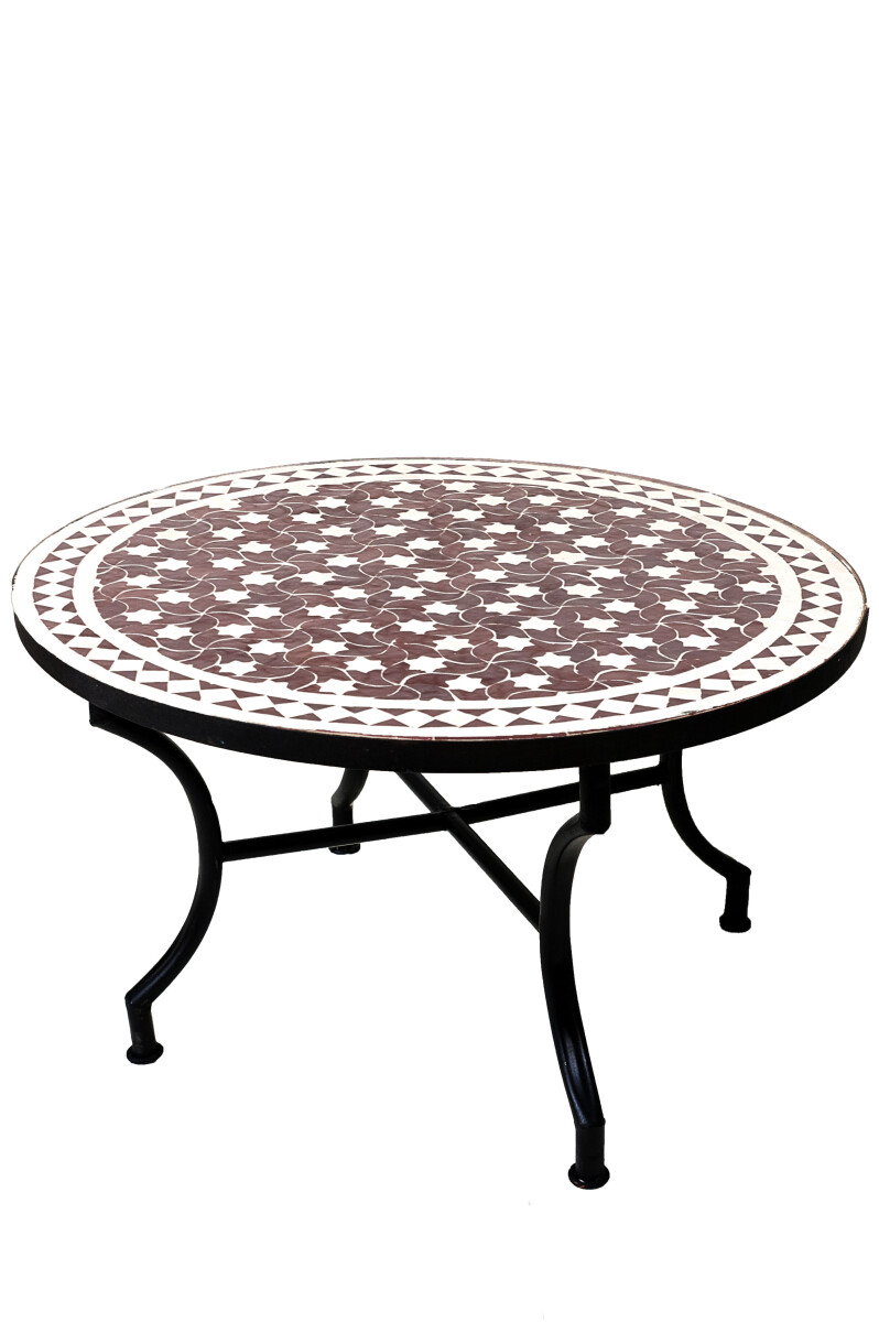 Mesa marroquí de mosaico Estrella Bordeaux Blanco, 80