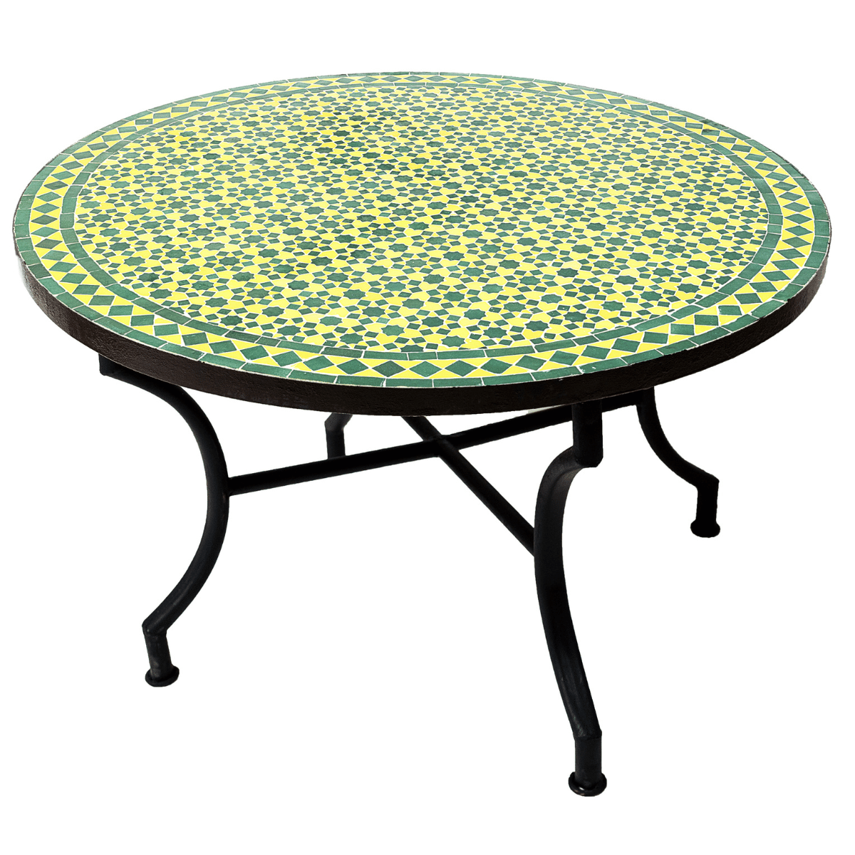 Mesa marroquí de mosaico Albaicín, verde y ama