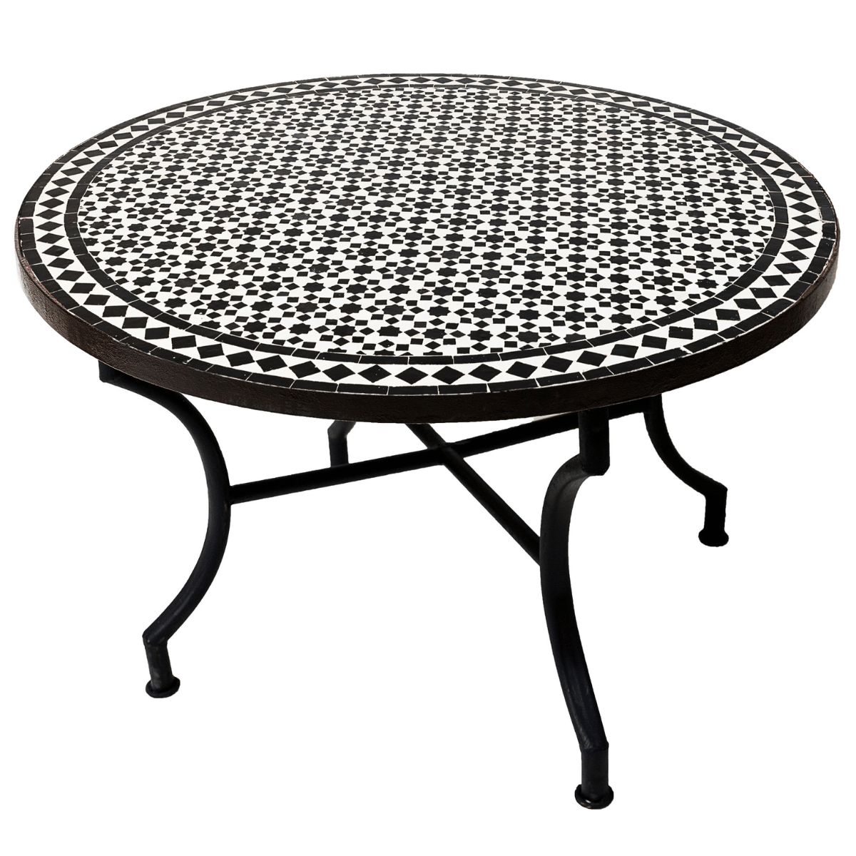 Mesa marroquí de mosaico Albaicín, en blanco y