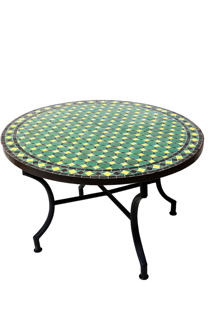 Mesa marroquí con mosaicos Giralda, verde, amarillo y