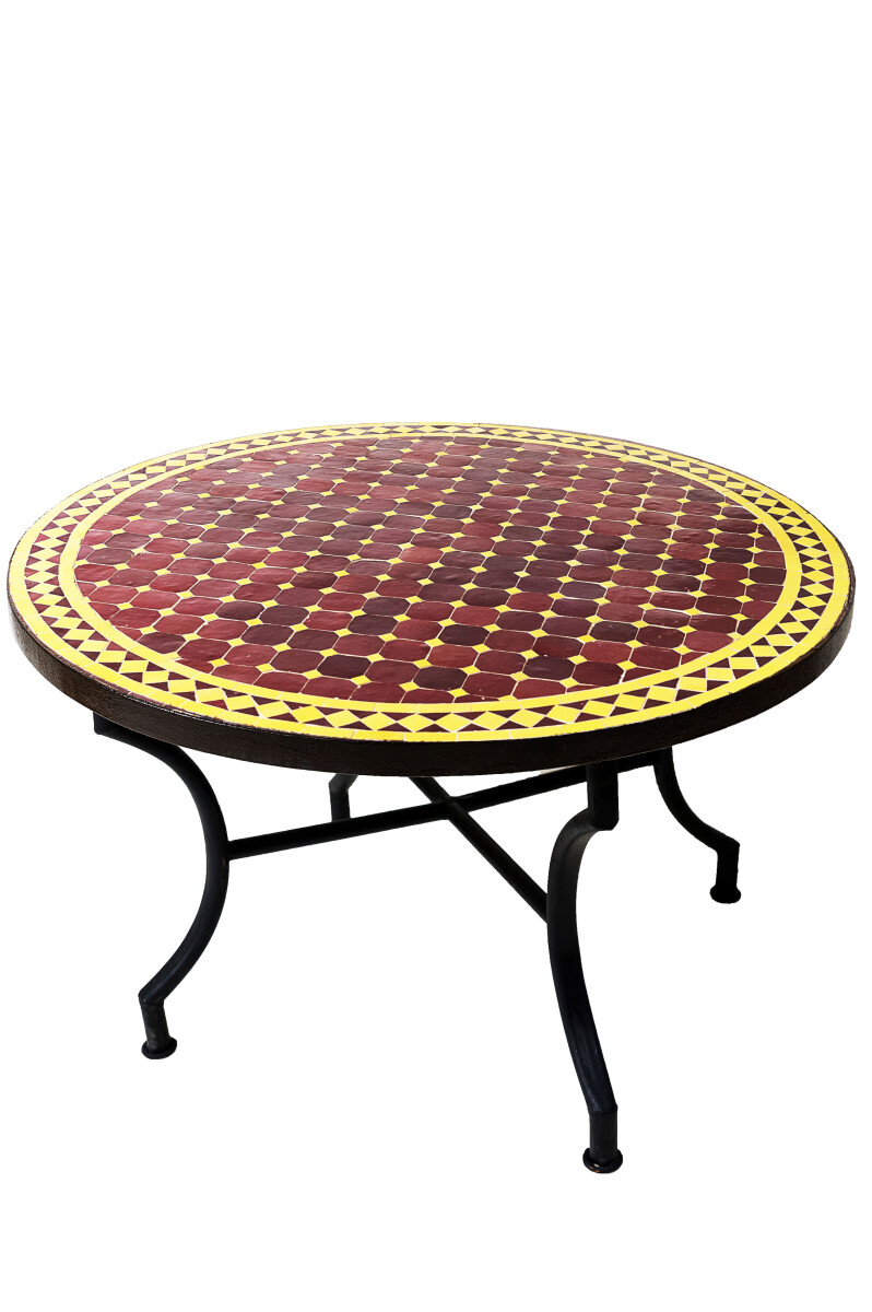 Mesa marroquí con mosaicos de Marrakech, color amaril