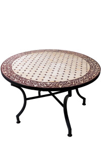 Mesa marroquí con mosaicos Meknes, color beige...