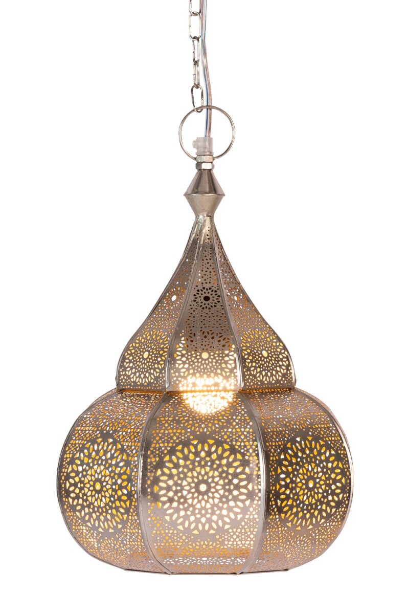 Lámpara colgante oriental Ilham plateada - 40 cm