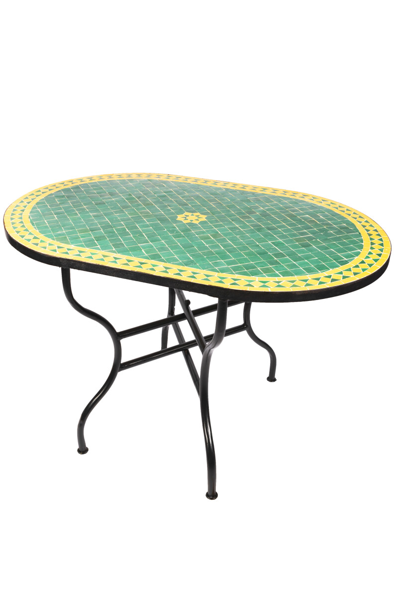 Mesa marroquí con mosaico Bilbao, verde y amarillo, 1
