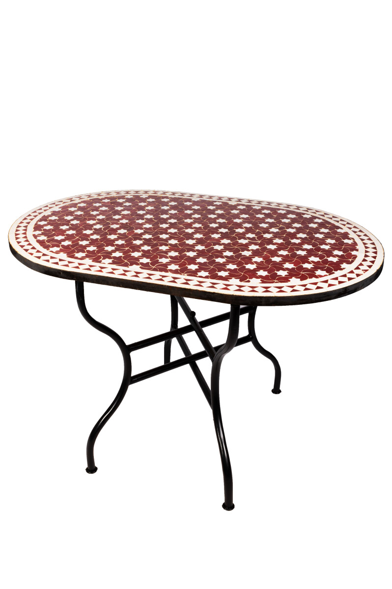 Mesa marroquí con mosaico Estrella Bordeaux Blanco 12