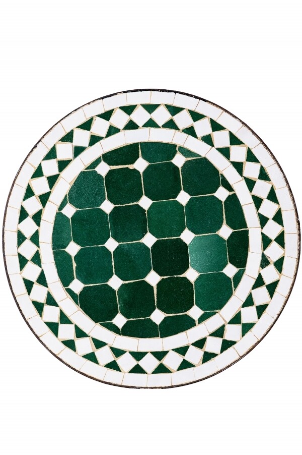 Azulejo de mosaico árabe Marrakech verde y blanco - R